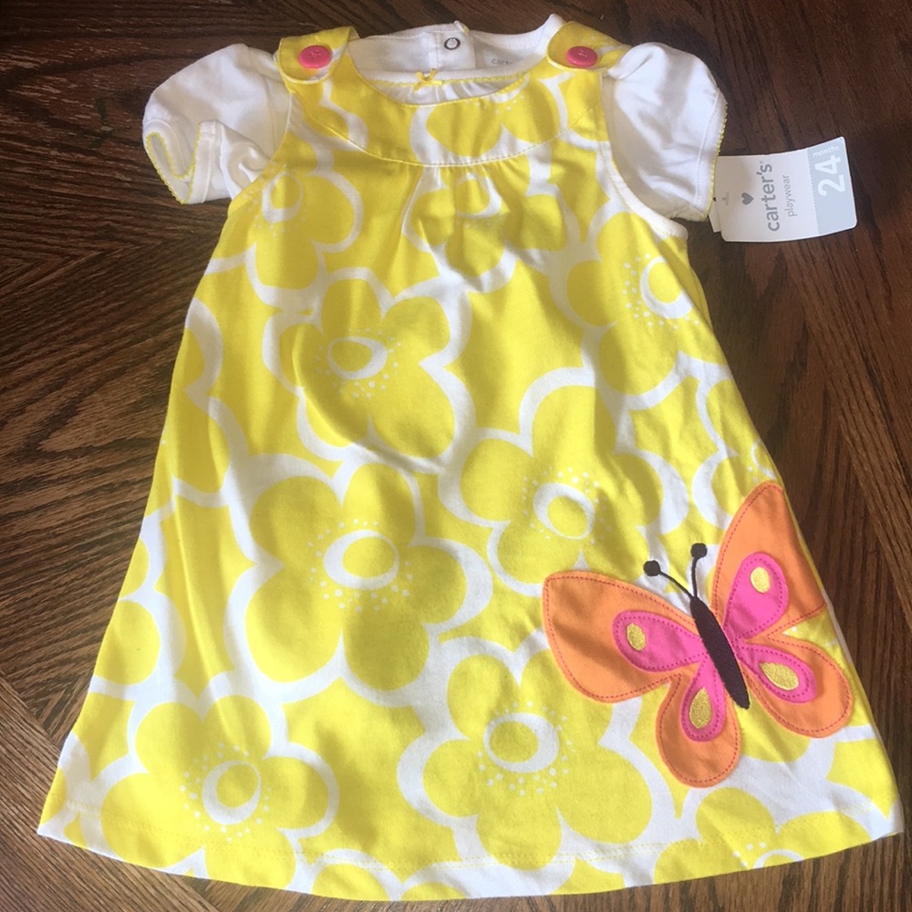 🌼 GIRLS YELLOW BUTTERFLY ACCENTED DRESS 🌼